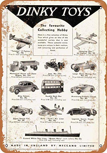 Yilooom - Placa de Metal Retro Vintage para Pared, decoración de Pared, Accesorios de decoración de Pared – 1947 Dinky Toys – 8" x 12", Metal, 8 x12 Inches (20 x 30cm)
