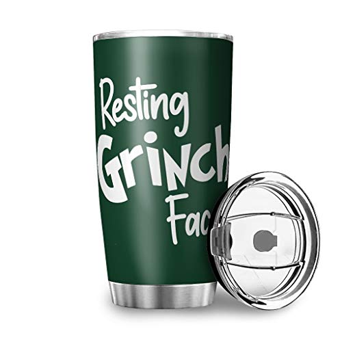 YshChemiy Resting Grinch - Vaso de café con tapa de cierre, diseño de boca de paja, para gimnasio, bebidas calientes o frías, color blanco 900 ml
