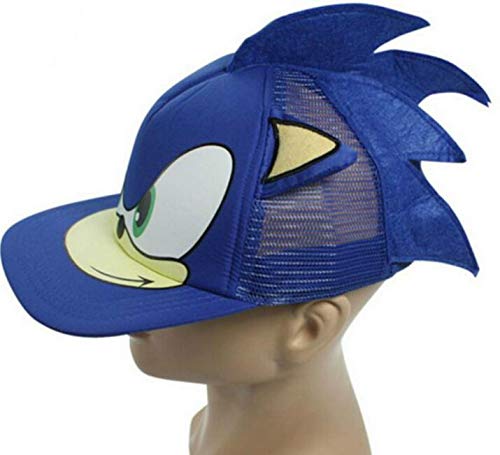 YUNMEI Sombrero sónico Lote 10 Uds 3D Boy Sonic The Hedgehog Bordado Dibujos Animados Juveniles Gorra de béisbol Ajustable Azul para niños Regalos de Fiesta