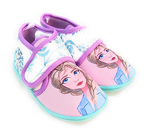 Zapatillas Frozen Elsa de Estar por Casa - Zapatillas Disney Frozen Niñas Pantuflas Media Bota Velcro (Numeric_27)