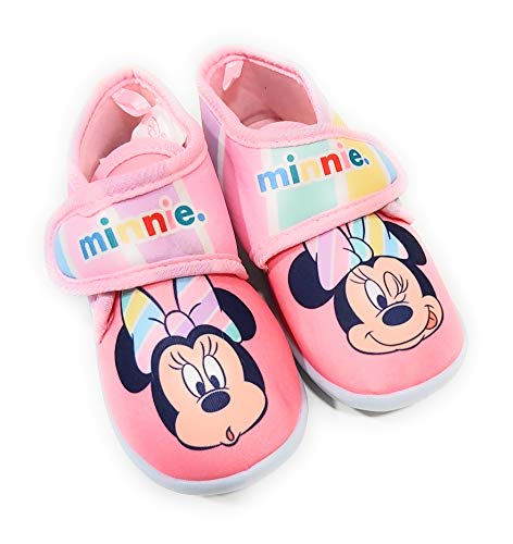 Zapatillas Minnie Mouse de Estar por Casa - Zapatillas Disney Minnie Mouse Niñas Pantuflas Media Bota Velcro (Numeric_27)
