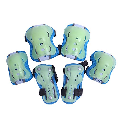 ZCR 6 En 1 Niños de protección Gear Set, Adecuado for Scooters Monopatín Patines Zapatos del Rodillo de Bicicletas Inline Riding Deportes Extremos (3~12 años) (Color : Blue, Size : M)