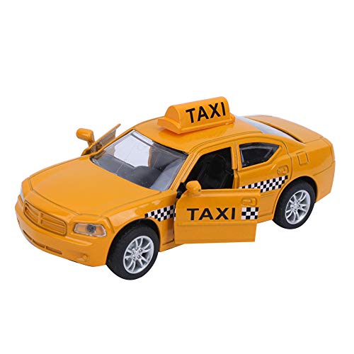 Zerodis 1:32 aleación Pull Back Taxi Modelo de Juguete Pull Back Taxi con música Efecto de luz Modelo de vehículo Fundido Juguetes Regalo para niños y niñas(Amarillo)