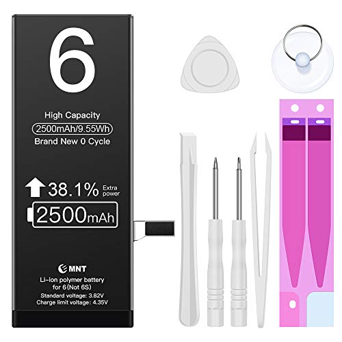 ZMNT Batería para iPhone 6 2250 mAh, Reemplazo con una Mayor Capacidad Que Otras baterías, Herramientas Completas de reparación Profesional, Instrucción, 1 año de Garantía ZMNT Batería para iPhone 6 2250 mAh, Reemplazo con una Mayor Capacidad Que Otras baterías, Herramientas Completas de reparación Profesional, Instrucción, 1 año de Garantía