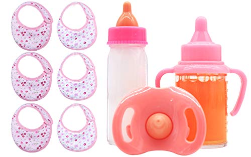 ZWOOS Biberones Mágicos y Baberos para Muñecas, Biberones de Leche y Jugo simulados con Chupete, Accesorio de Alimentación para Muñecas Bebé ZWOOS Biberones Mágicos y Baberos para Muñecas, Biberones de Leche y Jugo simulados con Chupete, Accesorio de Alimentación para Muñecas Bebé