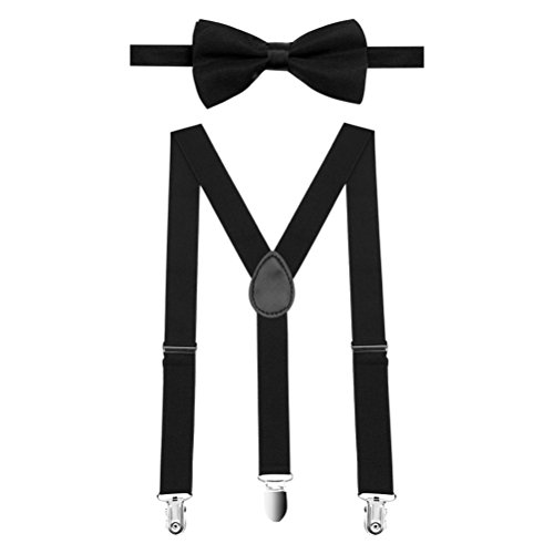 1 Conjunto Unisex Tirantes De Color Sólido Y Pajaritas Con Punto Infantil Para Los Niños Corbata De Lazo Para Chico Chica (negro) 1 Conjunto Unisex Tirantes De Color Sólido Y Pajaritas Con Punto Infantil Para Los Niños Corbata De Lazo Para Chico Chica (negro)