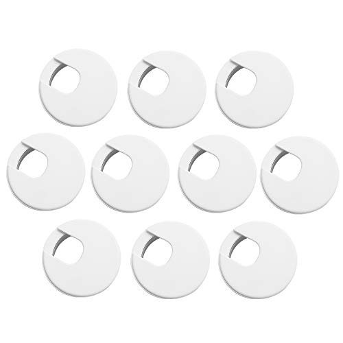 10 Piezas 50mm Pasacables de Mesa Organizador de Alambre Protector de Pasacables Ojal Blanco de Plástico de Escritorio Gestión de Cables