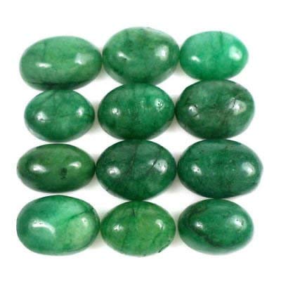 100% Natural Verde Esmeralda 100 Ct - 12 Piezas La mejor calidad Oval Cabujón Verde Esmeralda piedras preciosas sueltas Lot