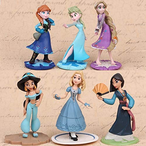 10cm 6pcs/lot Anime Cosplay Princesa Elsa Anna mulan Cenicienta Figura de Acción de la Muñeca juguetes para niños juguetes
