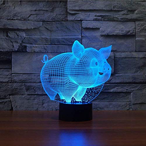16 Cambio de Color Lámpara de Noche de Ilusión óptica 3D Avión cerdo Ideas de Festivo y Regalos para Niños Niñas y Adultos