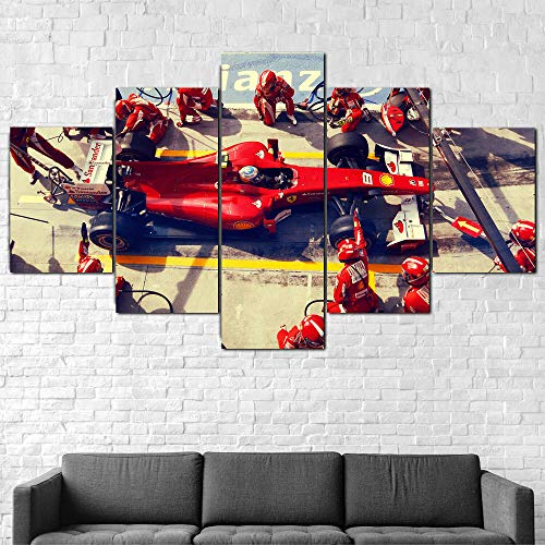 199Tdfc Imprimir En Lienzo Juegos De Dibujo Ferrari F1 Pit Stop Formula One Impresión En Lienzo Enmarcado 5 Unids Wall Art Poster Decor
