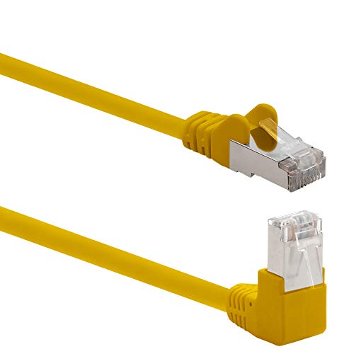 1aTTack.de 366158 - Cable de red (cat. 6, ángulo de 90º, 1 m, 1 unidad, SFTP PIMF, 1000 Mbit/s, conector RJ45, 1 m), color amarillo