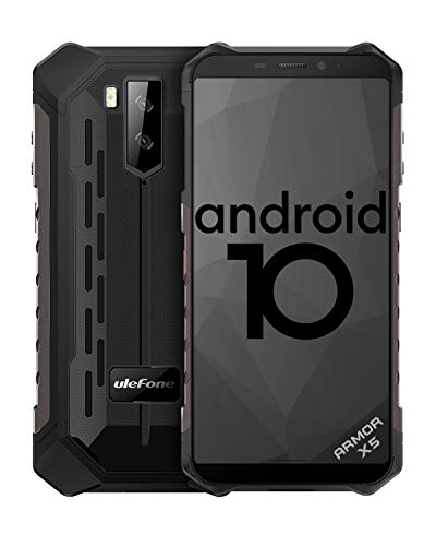 【2020】Telefono Móvil Libre Resistente,Ulefone Armor X5 Android 10 4G Octa-core 3GB+32GB - 5.5'' HD Resistente IP68 Impermeable Smartphone, Cámara 13MP+2MP,5000mAh batería, Dual SIM,GPS,NFC,OTG -Negro