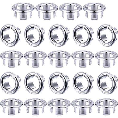 24 Paquetes de Cubierta de Anillo de Rebose de Fregadero Cubierta de Rebosadero de Borde de Agujero de Fregadero Repuestos de Inserción de Agujero Redondo para Baño Cocina Repuesto de Lavabo