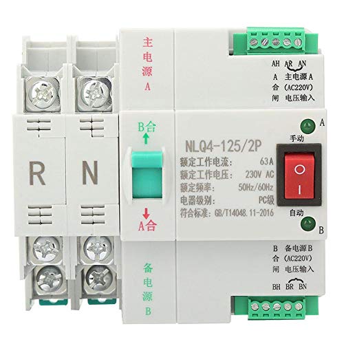 2P 63/80/100A Interruptor de Palanca de Transferencia Automática de Doble Potencia Interruptor de Cambio Ac 230V(63A)