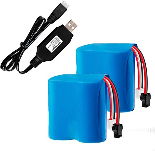 2Pcs Rechargeable Lithium Battery 7.4V 600mAh Universal Battery for Skytech Blue Boat H100 H102 RC Boat Syma Q2 Q3 H100 Battery Replacement with USB Battery Charger