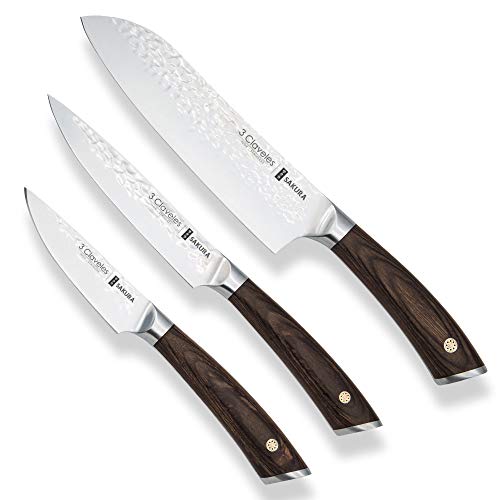 3 Claveles 28054 Cocina, Acero inoxidable, Set de 3 Cuchillos SAKURA