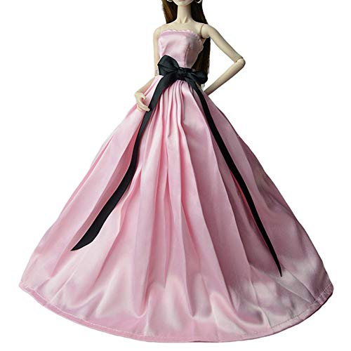 30cm Juguetes para niños hechos a mano Mini vestido de novia rosa para ropa de muñeca Accesorios de atuendo Vestido de fiesta Vestido de princesa elaborado exquisito para muñeca Barbie 11.5 pulgadas