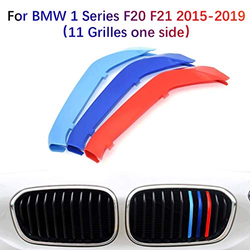 3D Coche Rejillas Frontales Para BMW Serie 1 F20 F21 2015-2019（11 Rejillas）Parrilla Delantera Trim M-Colore Cubierta Pegatinas Decoración 3 Piezas
