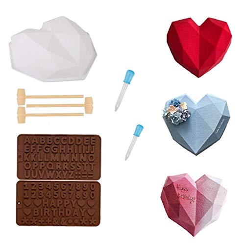 3D Diamante Corazón Forma Silicona Molde,DIY Heart Chocolate Postre Hornear Molde,Molde de silicona con forma de corazón de diamante,Moldes de silicona para chocolate con letras y números (1) 3D Diamante Corazón Forma Silicona Molde,DIY Heart Chocolate Postre Hornear Molde,Molde de silicona con forma de corazón de diamante,Moldes de silicona para chocolate con letras y números (1)