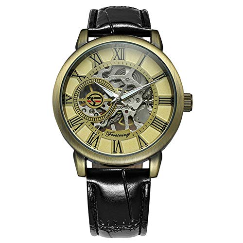3D Logo Black Gold Men Skeleton Mechanical Watch Hombre Relojes Top Brand Luxury Leather Winner Design Montre Homme 2020