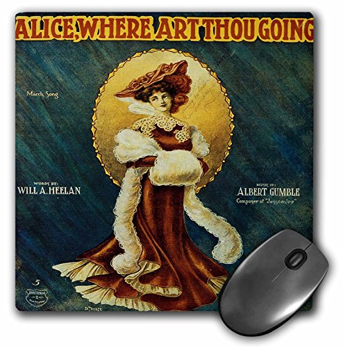 3dRose LLC 8 x 8 x 0.25 Inches Mouse Pad, Alice donde Thou Van Mujer en un vestido victoriano con gran sombrero – (MP 170487 _ 1)