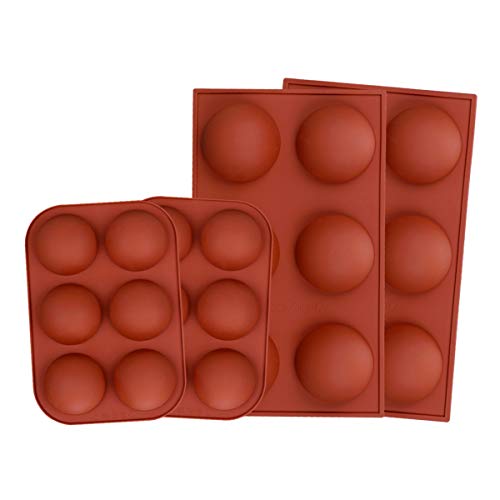 4 Pcs Moldes de Silicona Esfera, Molde de Chocolate Semiesfera DIY con 6 Agujeros 2 Tamaños Ideal para Hacer Chocolate Tarta Pudín Muffin Mousse de Cúpula para Navidad y Fiestas