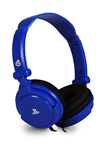 4Gamers - Pro 4-10 Auricular Estéreo Licenciado, 40Mm De Diámetro, Micrófono Flexible, Azul (PS4)