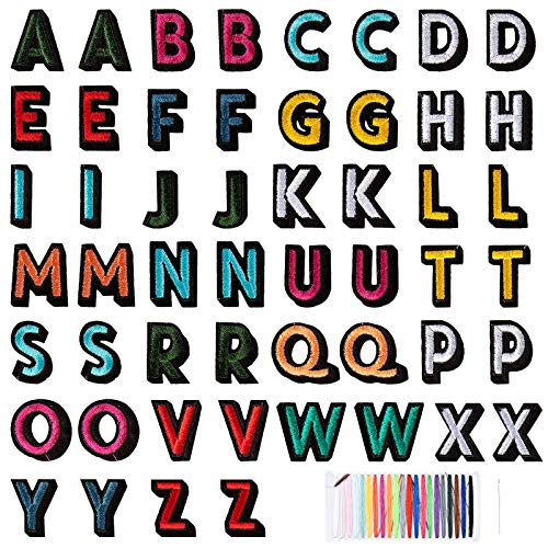 52 parches de letras para planchar, parches de apliques de alfabeto para coser en apliques con parche bordado A-Z carta para sombreros, chaquetas, camisas, pantalones y costura de manualidades 52 parches de letras para planchar, parches de apliques de alfabeto para coser en apliques con parche bordado A-Z carta para sombreros, chaquetas, camisas, pantalones y costura de manualidades