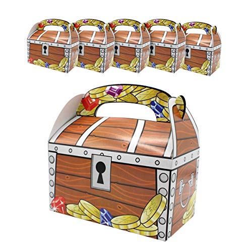 6 x Piratas Cofre del Tesoro del tesoro cajas bolsas obsequios regalo etüten Niños Cumpleaños Giveaway del tesoro schnitzel Caza