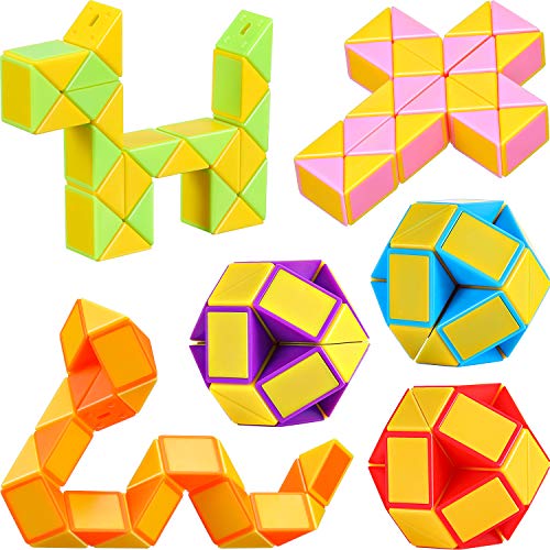 9 Piezas de Mini Serpiente de Cubo de 24 Bloques, Cubos de Velocidad Mágica, Mini Puzzle Rompecabezas de Plástico Juguete, Favores de Fiesta (Color Aleatorio B)