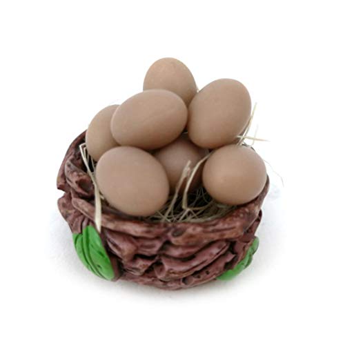 Accesorio para casa de muñecas, cesta de almacenamiento de resina 1/12 con huevos modelo miniatura casa de muñecas accesorio de cocina