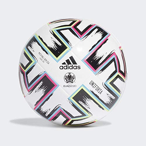 adidas UNIFO LGE J350 Balón de Fútbol, Boys, White/Black/Signal Green/Bright Cyan, 5 adidas UNIFO LGE J350 Balón de Fútbol, Boys, White/Black/Signal Green/Bright Cyan, 5