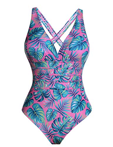 Aibrou Bañadores Mujer 2020 Trajes de Baño de Una Pieza Correas traseras Vendaje Bañadores Sexys Cuello en V Profundo Playa Monokini, (Rosa Hoja Verde, XXXL) Aibrou Bañadores Mujer 2020 Trajes de Baño de Una Pieza Correas traseras Vendaje Bañadores Sexys Cuello en V Profundo Playa Monokini, (Rosa Hoja Verde, XXXL)