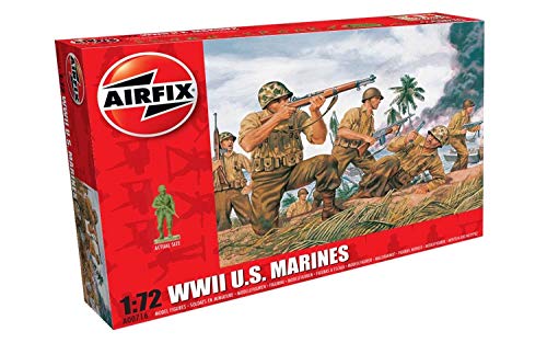 Airfix-1/72 WWII US Marines Figuras de la Segunda Guerra de los EE. UU, Color gris (A00716) , color/modelo surtido