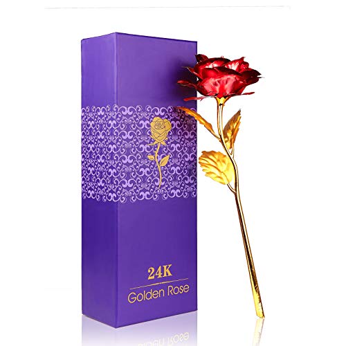 ALLOMN Rosa, Flores Artificiales, 24K Chapado en Oro Rosa con Caja de Regalo día de San Valentín Día de la Madre Cumpleaños de Navidad (Rojo) ALLOMN Rosa, Flores Artificiales, 24K Chapado en Oro Rosa con Caja de Regalo día de San Valentín Día de la Madre Cumpleaños de Navidad (Rojo)