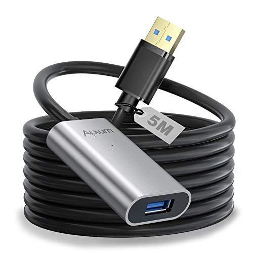 Alxum Cable de extensión USB 3.0 macho a hembra, cable de extensión USB compatible con para Oculus Rift, PS VR, HTC Vive, lector de tarjetas, teclado, impresora, escáner, cámara (5M)