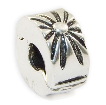 Andante-Stones - 925 Cuenta de Plata, con Cierre a presión, Elemento Separador, con 2 Flores, Elemento Bola para Cuentas European Beads + Saco de Organza