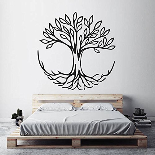 Árbol de la vida pegatina de pared símbolo conectado yoga espiritual decoración del hogar sala de estar vinilo pegatina de pared dormitorio arte decoración A6 42x42cm