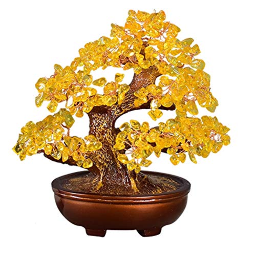 Árbol del dinero bonsai feng shui Cristal del árbol del dinero de Feng Shui Bonsai for Fortune Dinero buena suerte curativo de equilibrio de la piedra preciosa citrina Árbol Home Office Decor don espi