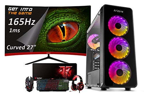 Arizone PC SOBREMESA Gaming AMD RYZEN 5 5600X up to 4,6Ghz x 6 | 16GB DDR4 | SSD 480GB +1TB HDD | GRÁFICA RX 580 8GB + Monitor LED Full HD 22" + Kit Gaming Regalo