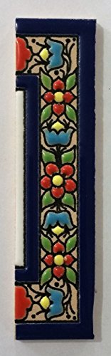 ARTESANÍA ROCA Letras y números de azulejo cerámico. Modelo Flor Azul. Medidas 11cm Altura x 5,5 cm Ancho Made IN Spain (MEDIACENEFA)