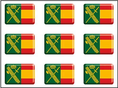 Artimagen Pegatina rectángulos Bandera con Logo Guardia Civil 9 uds. Resina 16x11 mm/ud.