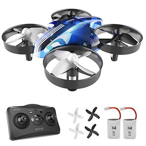 ATOYX Mini Drone, RC Drone 2.4G 4 Canales 6-Axis Gyro, Quadcopter con Modo sin Cabeza, Altitud Hold, Alarma de Batería y 3 Modos de Velocidad, Regalos y Juguetes, AT-66B(Azul)