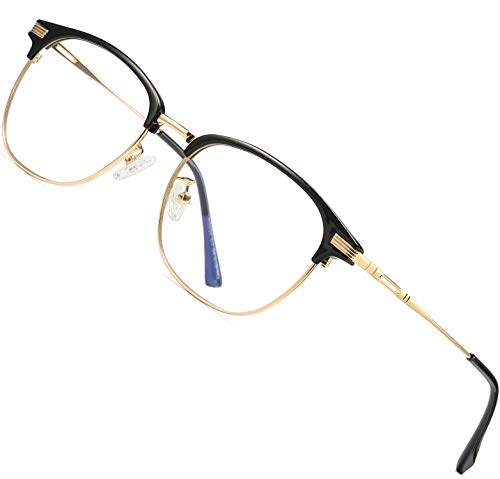 ATTCL Gafas unisex con Armazón metal para Protección contra Luz Azul, Anti Fatiga por Deslumbramiento 5054 Dorado+Negro