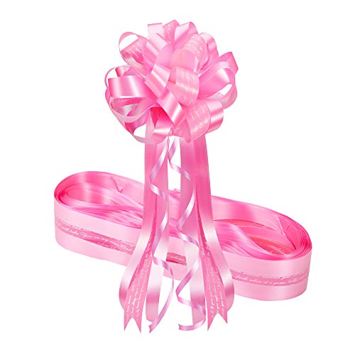 Atuka Paquete de 10 lazos de satén grandes de 18 cm de ancho para envolver regalos, ramos, cestas, coches de boda, decoraciones de fiesta (rosa)
