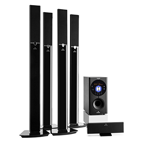 auna Areal 653 - Home Cinema 5.1, Sistema Sonido Surround, Concept 620 Envolvente, Rendimiento 145W RMS, Subwoofer sidefiring, Altavoces satélite, Bassreflex, Bluetooth, USB, SD, AUX, Negro