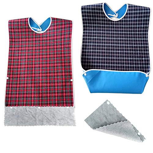 Baberos para Adultos,Yueser 2pcs Baberos Reutilizables Impermeables para Adultos con 2 Toallas Protector de Ropa Ambos para Hombres y Mujeres de Edad Mantiene Mealtime Aseado (Azul Oscuro,Rojo) Baberos para Adultos,Yueser 2pcs Baberos Reutilizables Impermeables para Adultos con 2 Toallas Protector de Ropa Ambos para Hombres y Mujeres de Edad Mantiene Mealtime Aseado (Azul Oscuro,Rojo)