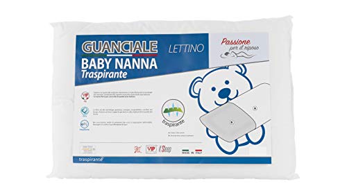 Baby Nanna - Cuna almohada para bebé de algodón, 100 % italiano, hipoalergénica, cojín antiasfixia ideal para cuna de bebé y cuna de bebé. Transpirable y antibacteriana, talla 40 x 30 cm.