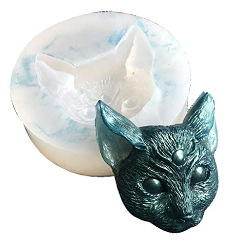 Baiyao - Molde de resina de silicona para bisutería, diseño de cabeza de gato talla única 2